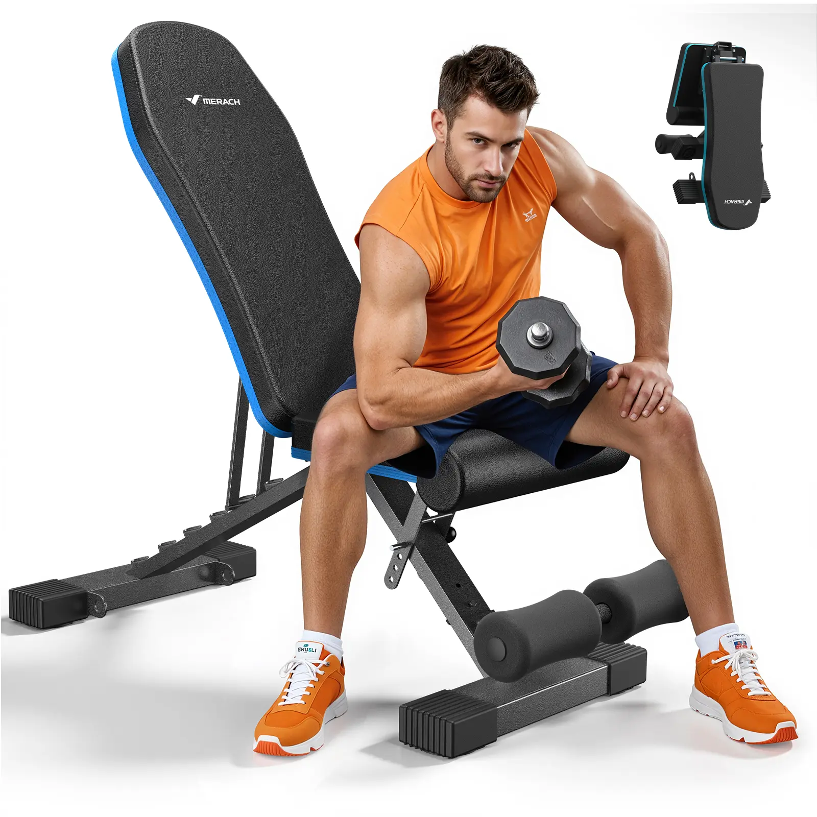 Merach Weight Bench, Foldable Weight Benches for Home Gym with 990 LBS, Adjustable Weight Bench with 72 Training Angles, Incline Bench Press for Full Body Summervibes