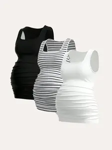 3-pack maternity tank tops, women's maternity wear, summer casual sports yoga tops, summer T-shirts, Maternity Clothing, Pregnancy Clothes