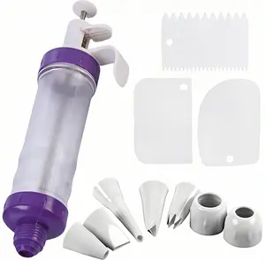 Dessert Decorating Syringe Set, Icing Dispenser Tool, Dessert Decorator with 7 Icing Nozzles for Pushes Icing to Decorate Baked, Cake Decorating Gun for Frosting Cream to Make Cupcakes