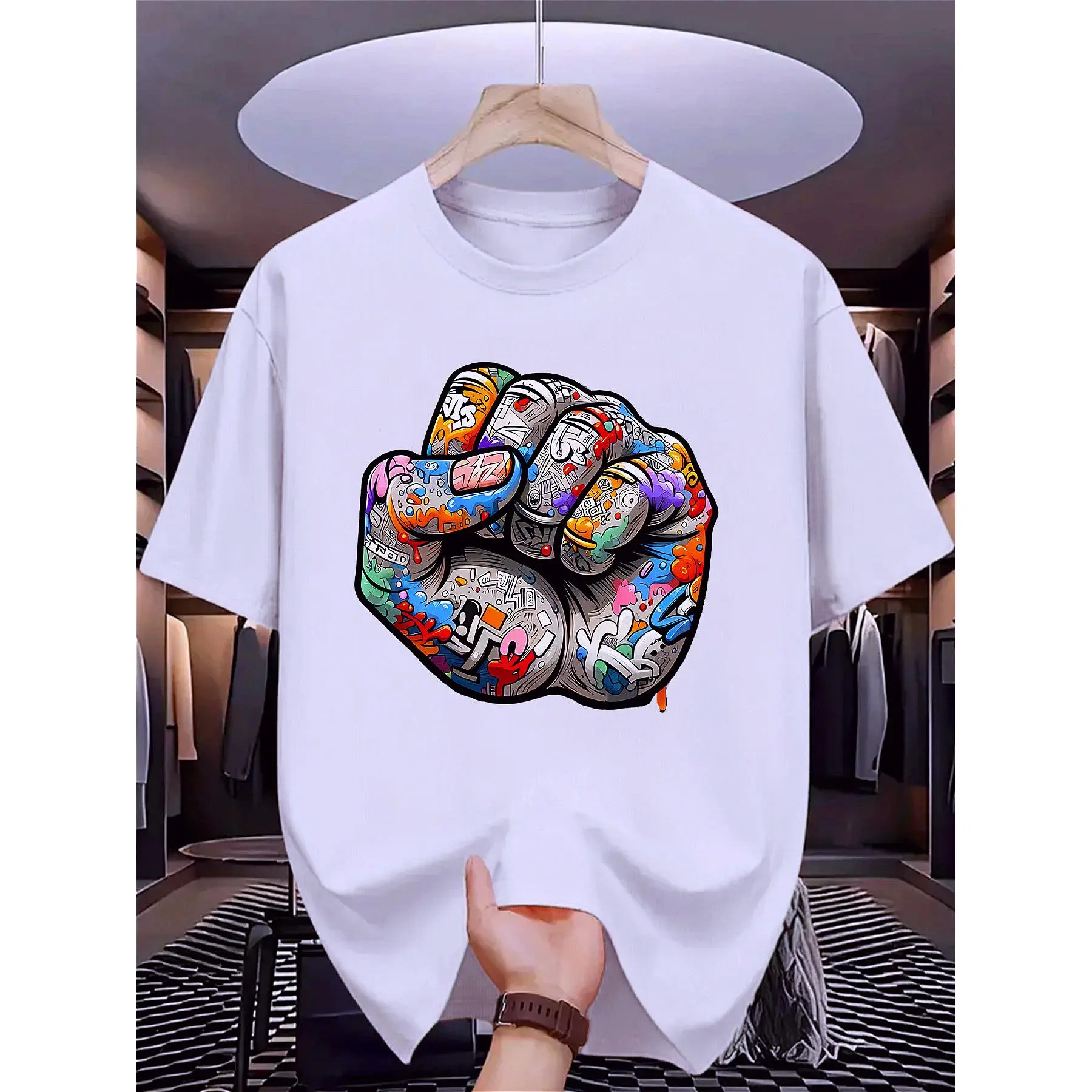 Men's Plus Size Graphic T-Shirt up to 5XL, Casual Washed Breathable Cotton Shirt with Round Neck for Daily and Outdoor Wear, Breathable Cotton Tee, Tshirt, Plussize, Menswear, Top, Graphic Shirts