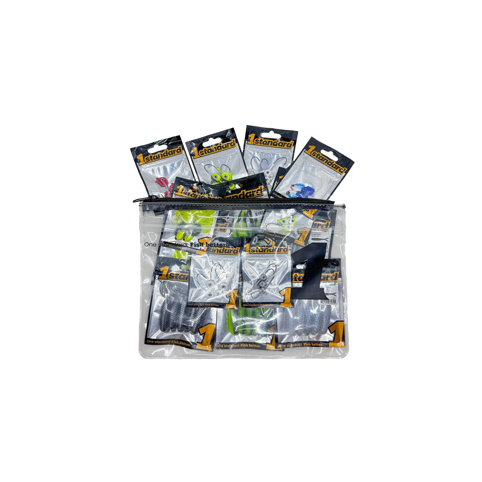 All-In-One Kit - Try all of the 1standard crappie fishing jigs and lures with the Minnow1, Dock Shooter Jighead, Stacker Jighead, Bait Head, and Minnow4 Hair Jigs