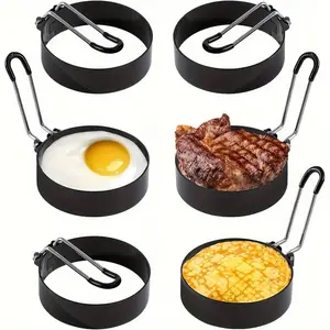1 piece egg ring, stainless steel omelette ring, round egg cooker ring, silicone handle egg ring, frying pan breakfast cooking egg ring, omelette ring non-stick mold