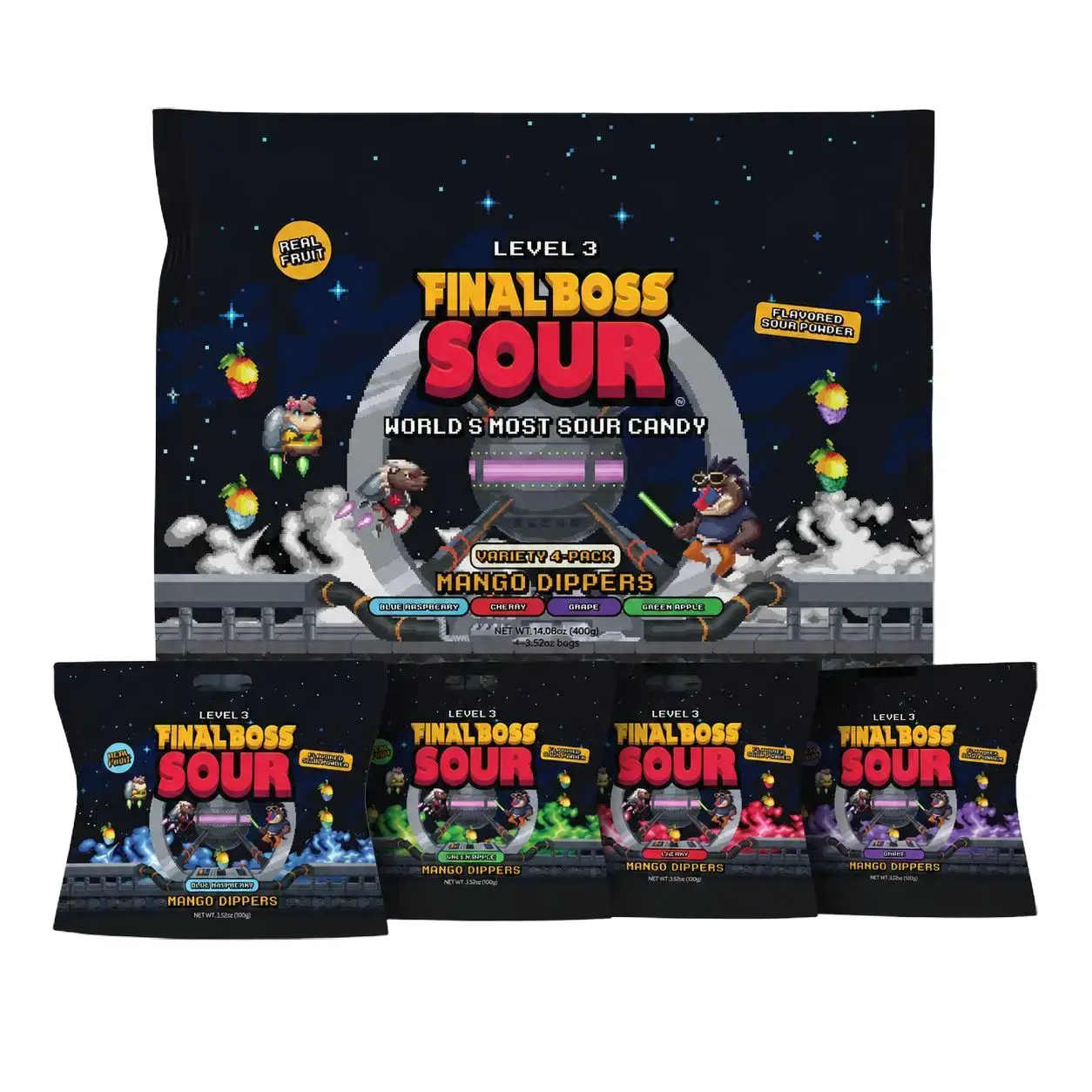 Final Boss Sour - Mango Dippers | Real Dried Fruit, Extreme Sour | Variety Pack & Singles
