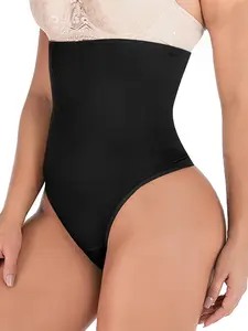Women's Solid Slimming High Waisted Sculpting Thong Shapewear, Breathable Tummy Control Body Shaper Shorts For Daily Wear, Women Shapewear