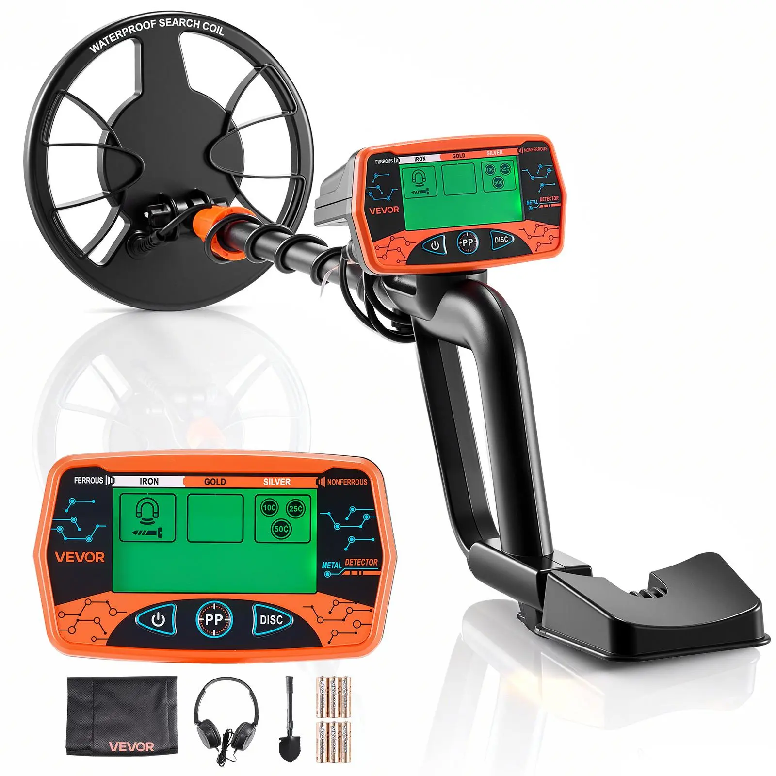 【SummerFinds】VEVOR Metal Detector for Adults, 8", Professional High Accuracy Gold Detector, IP68 Waterproof Search Coil with Display, Headphones, 3 Modes, Adjustable Length, for Detecting Gold Treasure Hunting