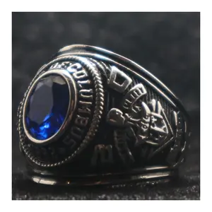 Newest Unisex 316L Stainless Steel Knights of Columbus Blue Stone Brother Ring