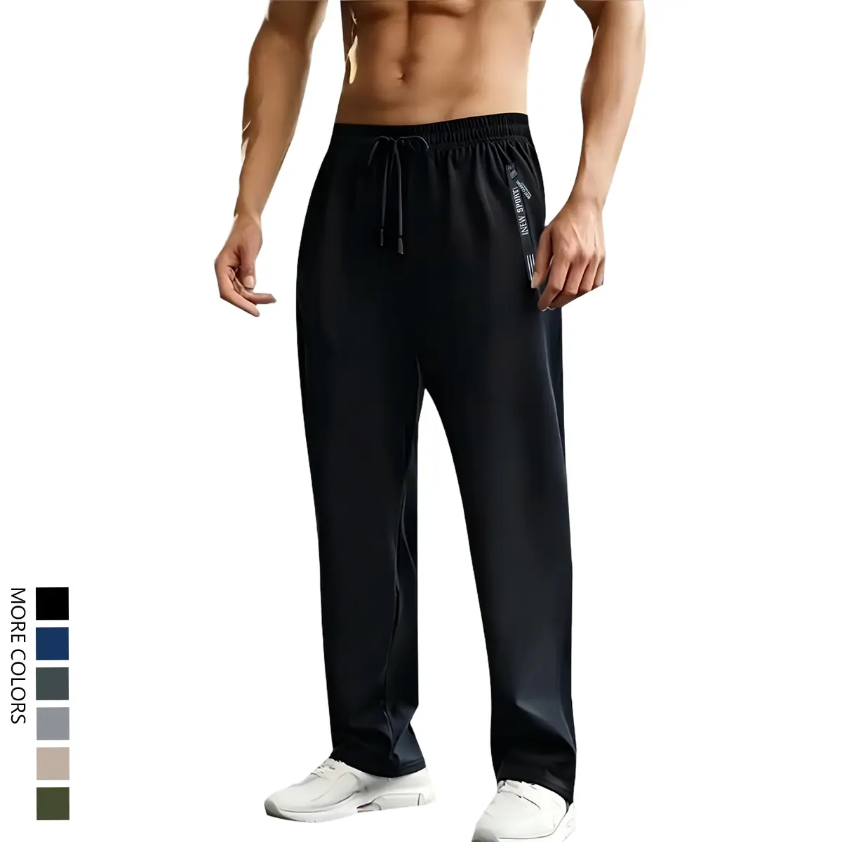 Male Elastane Lightweight Ice Silk Casual Street Relaxed Sweatpants - New Arrival, Loose-Fit, High Elastic Stretchy Fabric, Cool for Summer Activities, Everyday Wear, Gift for Son