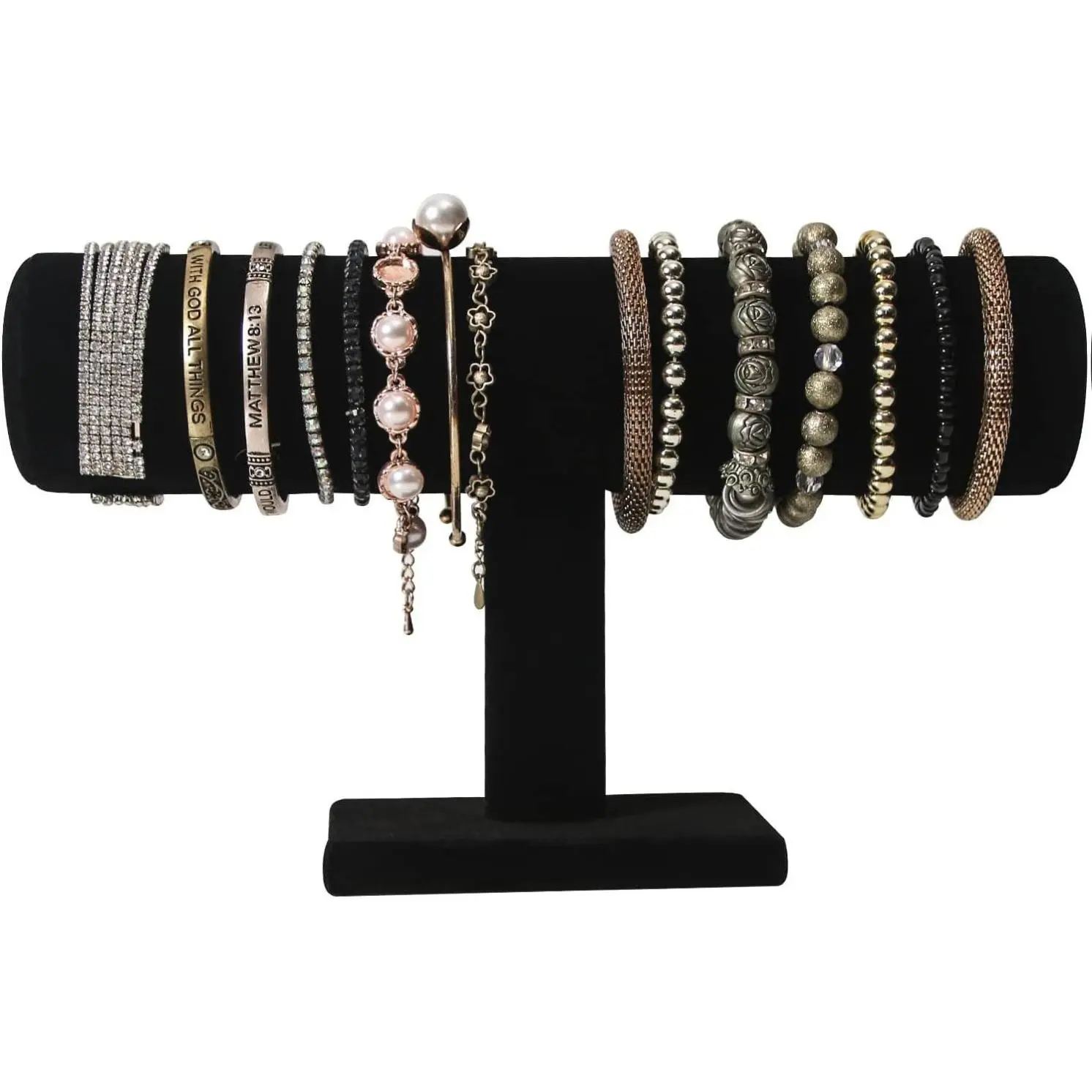 T-Bar Bracelet Holder,Bracelet Display Stand For Selling,Jewelry Organizer Watch Rack For Show (Black Velevt)