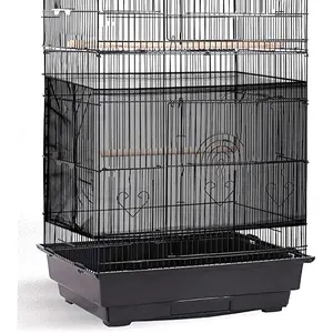 Large Bird Cage Seed Catcher,Bird Cage Cover Net Skirt Guard,Adjustable Soft Airy Mesh Net for Parrot Parakeet Macaw(78.7 x 15 Inch/ 200 x 37 cm,Black)