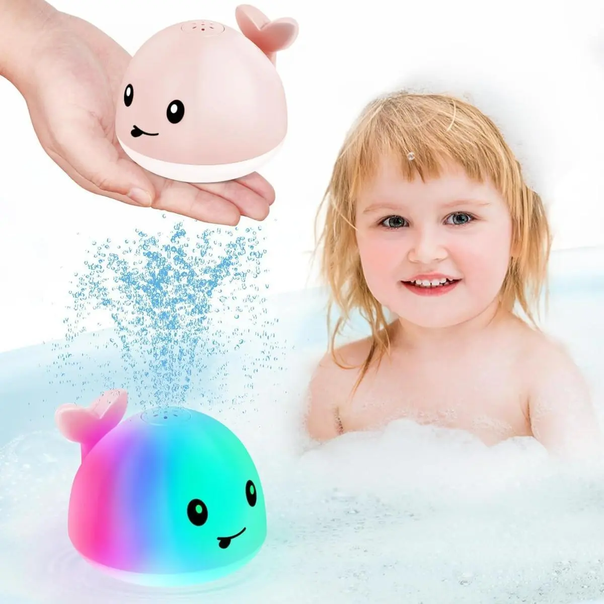 Viral Light Up Whale Bath Toy for Toddlers, LED Sprinkler Fountain Water Play Toy, Portable Soft Bubbler with Shape Sorter, Fun Sensory Educational Toy for Kids Ages 1-3, Cute Bathtub & Pool Play Set, Lovely Children’s Day Present