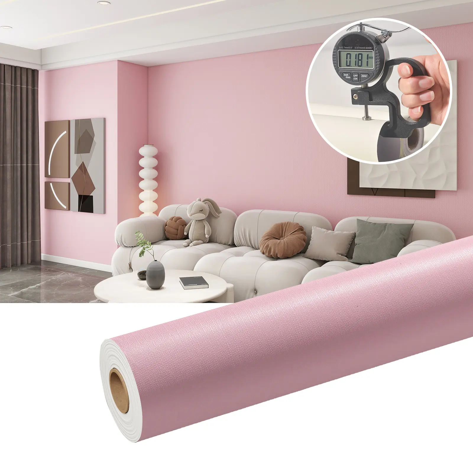 Matte Mauve Self Adhesive Wallpaper Roll, Waterproof Thick Color Film, Removable DIY Vinyl Material, Heat Insulation Wall Decor, Peel And Stick Wallpaper Designs, Decorative Wallpaper, DIY Wallpapers, Living Room, Peel And Stick Wallpaper Bathroom