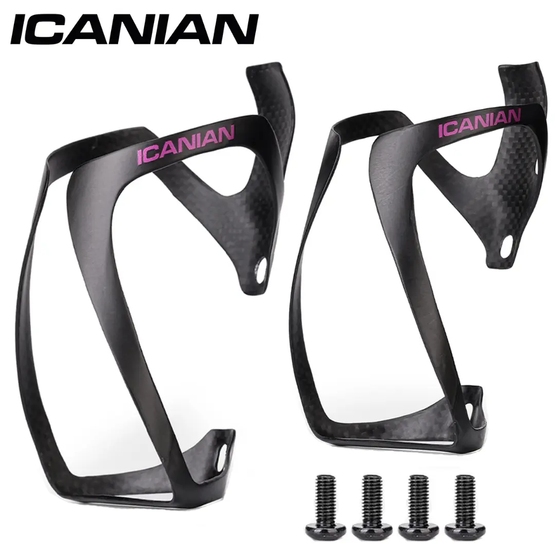 ICANIAN Carbon Fiber Water Bottle Cages (2-Pack), Ultralight & Long-Lasting Bike Components & Parts, Outdoor Active Accessories for Road Cycling, Durability, Highly Compatible, Bicycle Gear, Energy Conservation, E-Bikes