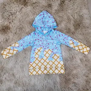 Long sleeves ice cream drip printed hoodie kids boys top