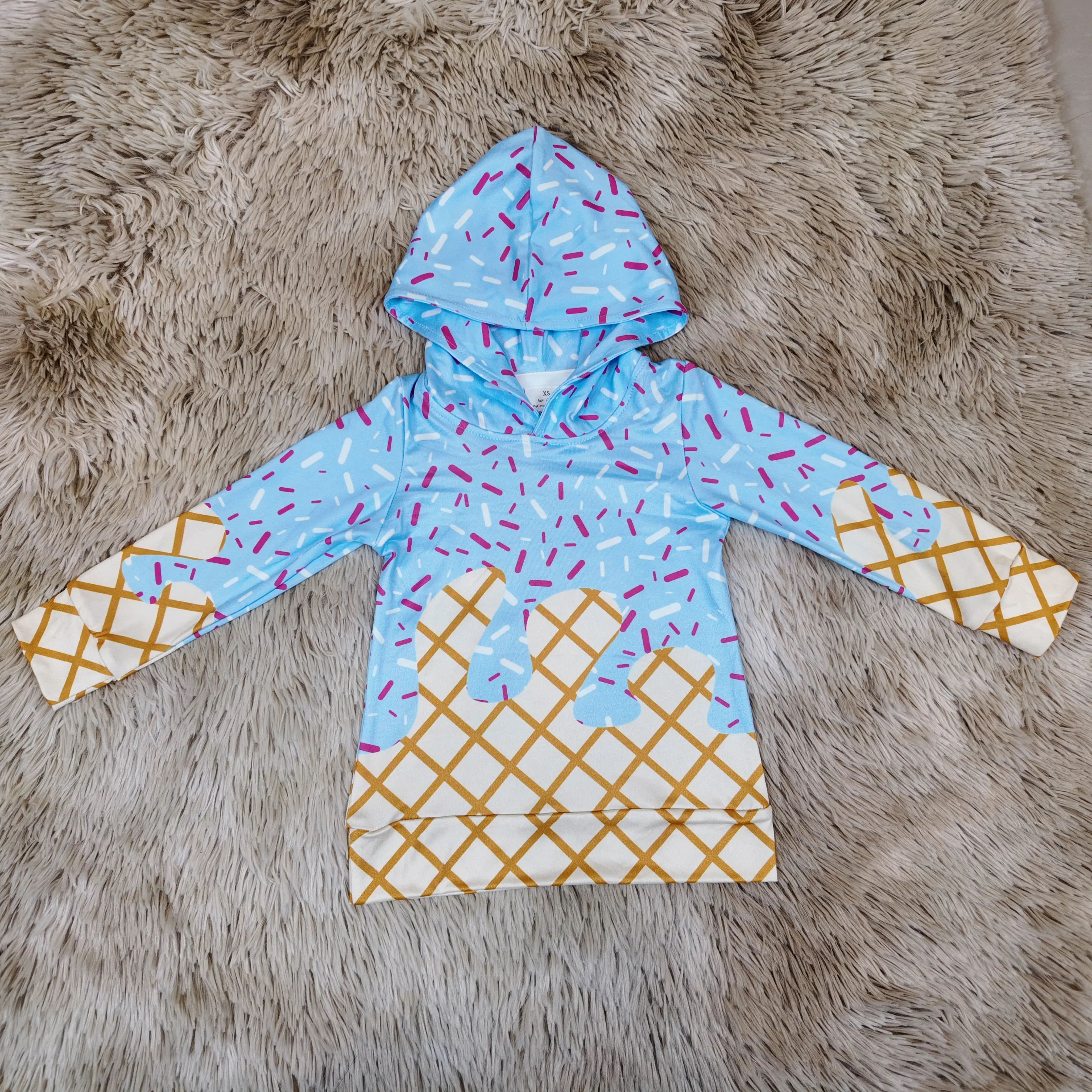 Boys' Graphic Print Hoodie, Casual Long Sleeve Pullover Sweatshirt with Fun Ice Cream Drip Design for Kids, Fashion Hoodies, Casual Hoodie