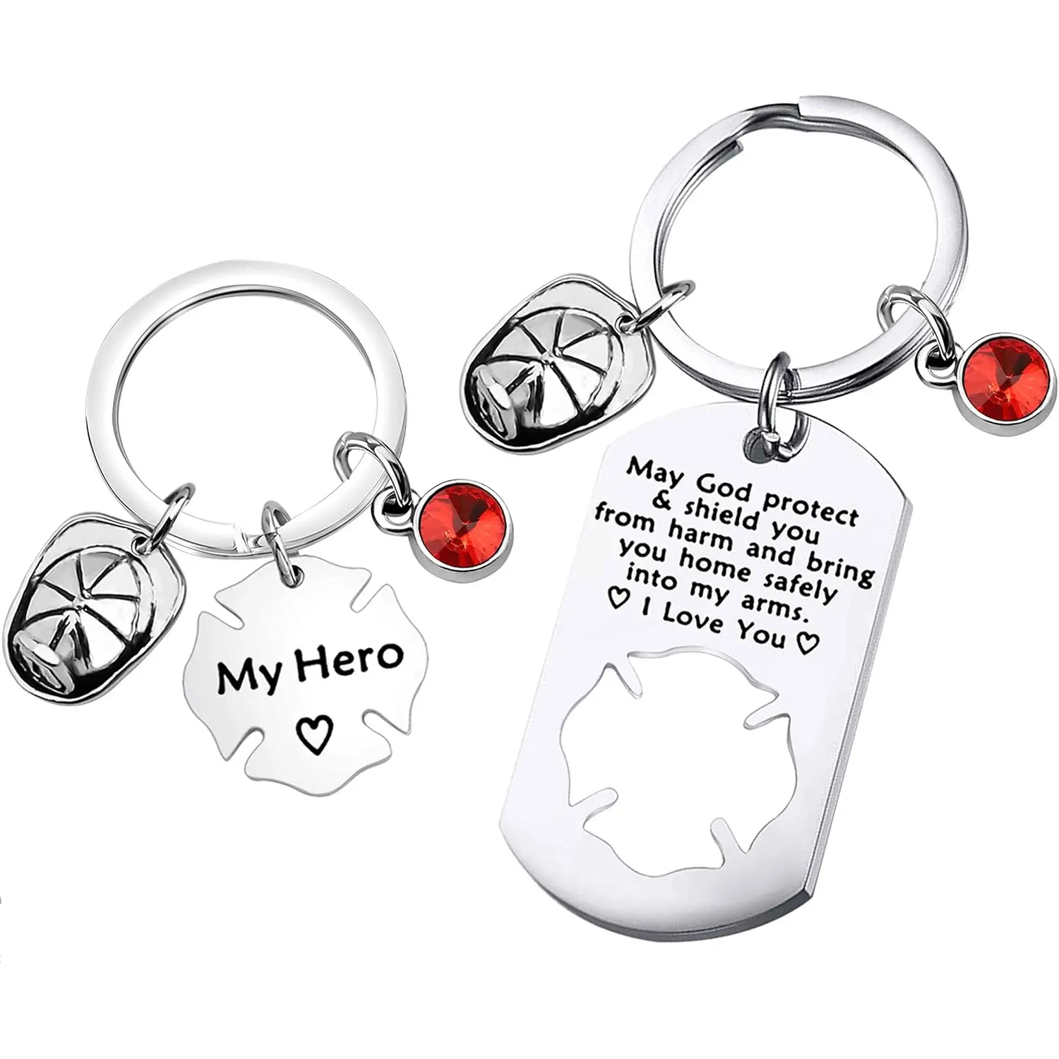Firefighter Gift Keychain Necklace Matching Set Fireman Jewelry Gift for Firefighter Wife Girlfriend