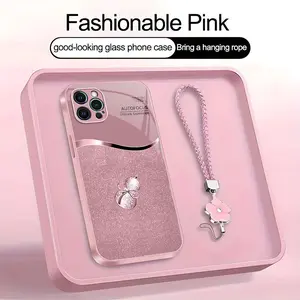 Suitable for [iPhone 12 Pro Max] high-end phone case，a beautiful four-leaf clover lanyard is included,printed case, no glitter，a lucky gourd will bring you good fortune，a variety of colors are available for you to choose from YM99