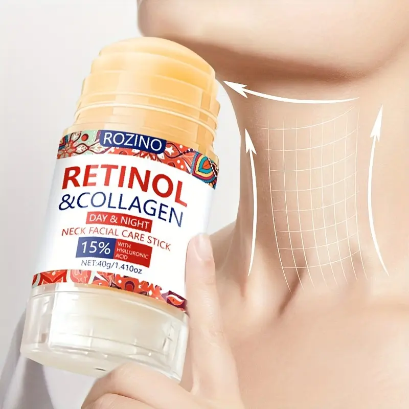 Retinol & Collagen Neck Facial Care Stick, Anti Aging Neckand Décolleté Firming Cream -Tighten and Hydrate Skin Day& Night Neck Tightening Cream Firm Repair SaggingRejuvenates Skin
