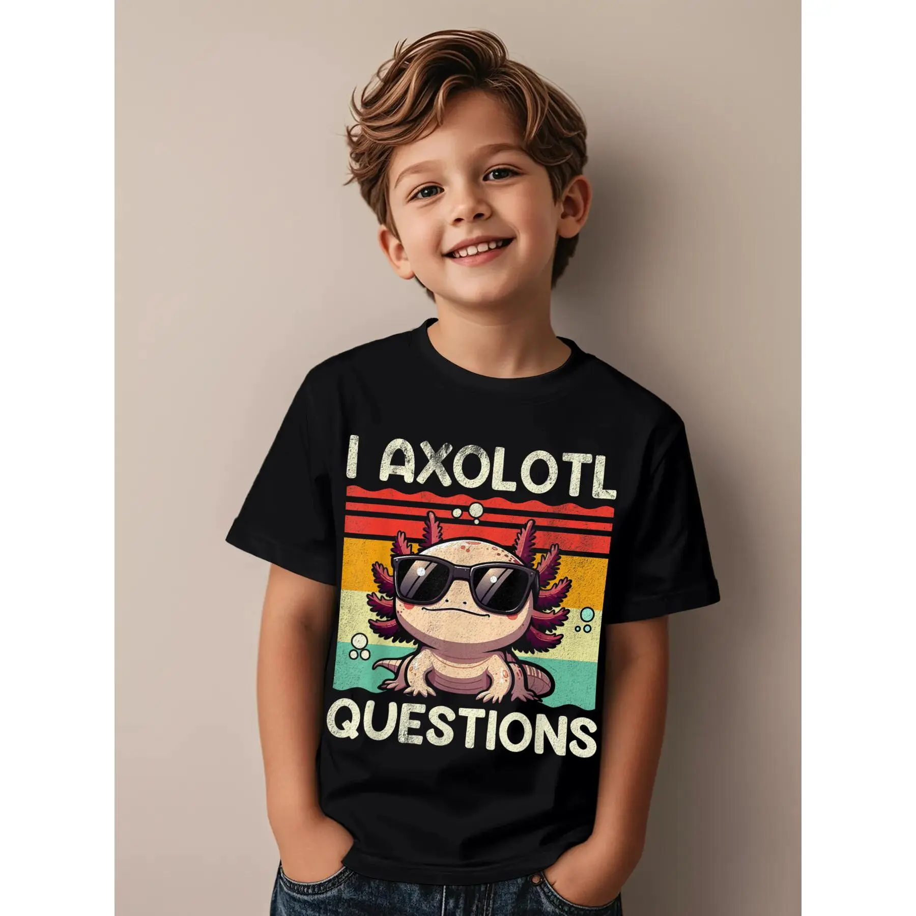 I Axolotl Questions Funny Aesthetic Graphic Kid T-Shirt Casual Kid T Shirts Street Style Tees Tops for Kid