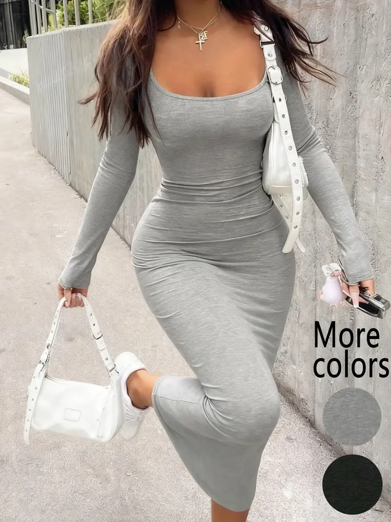 gray long dress - TikTok Shop
