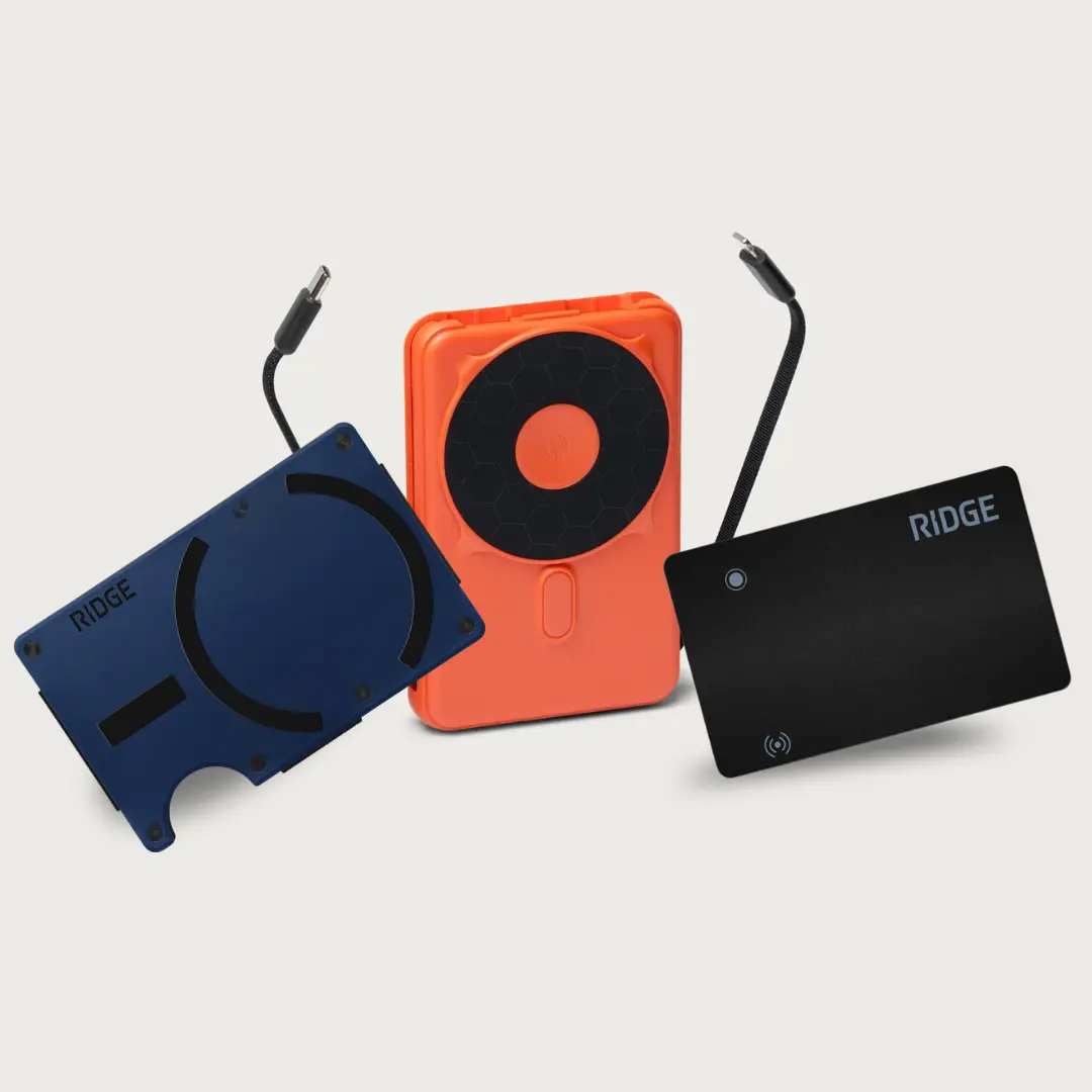 Ridge Ultimate Bundle | MagSafe Wallet | Tracker Card | Power Bank | 5-in-1 Portable Fast Charger | Slim RFID Blocking Wallet for iPhone | Magnetic Card Holder | MagSafe Compatible | Minimalist Everyday Carry | Aluminum Carbon Fiber | Best Tech Gift