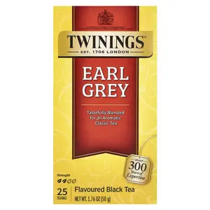 Twinings Flavored Black Tea, Earl Grey , 25 Tea Bags, 1.76 oz (50 g)