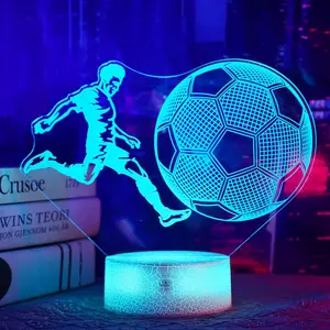 Touch Colorful Football Player 3D Night Light, LED Mood Light, USB Creative Desktop Lamp, Bedroom Atmosphere Lighting, Room Decor Gift for Sports Lovers