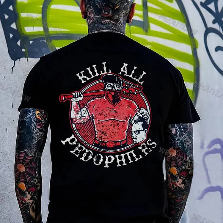Kill All Pedo Print Cotton T-Shirts, Sweatshirt and Hoodie – Strong Statement Graphic Tee With Bold Letter Print, Casual Streetwear Style For Men And Women