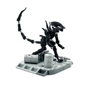 Sci-Fi Space Monster Building Kit – Black Extraterrestrial Creature MOC Brick Model with Industrial Base – Collectible DIY Construction Action Figure Toy for Adults & Teens, Diy Project, Home Office Desktop Decor & Gaming Room Display Gift