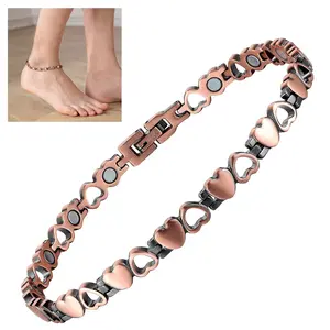 Magnetic Copper Anklet for Women 99.9% Pure Copper 3500Gauss Neodymium Magnets Adjustable Hypoallergenic Anniversary Jewelry Gift