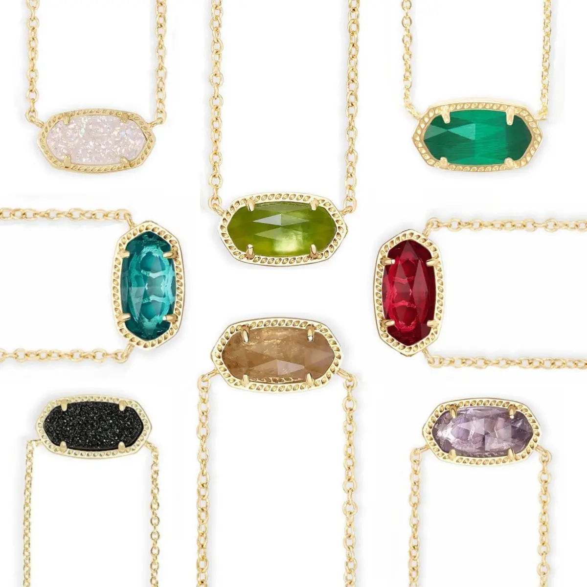 Kendra Scott Elisa Pendant Necklace, 14K Gold Adjustable Chain , Lightweight Color Stone Pendant Necklace Everyday Wear Fashion Jewelry