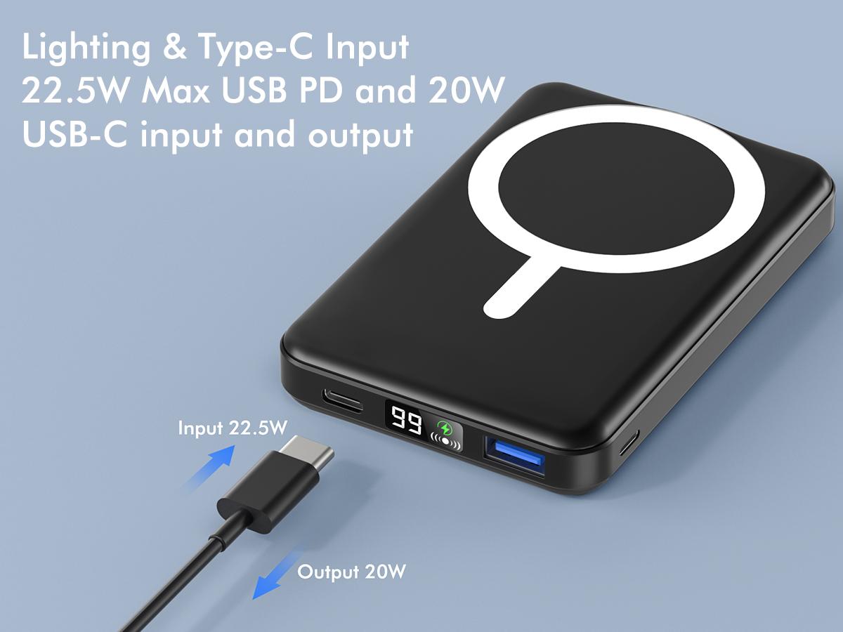 Podoru 10000mAh Wireless Charger, for MagSafe Magnetic Fast Charging Power Bank with Foldable Stand and USB-C Cable, for iPhone 17/16/15/14/13/12 Series