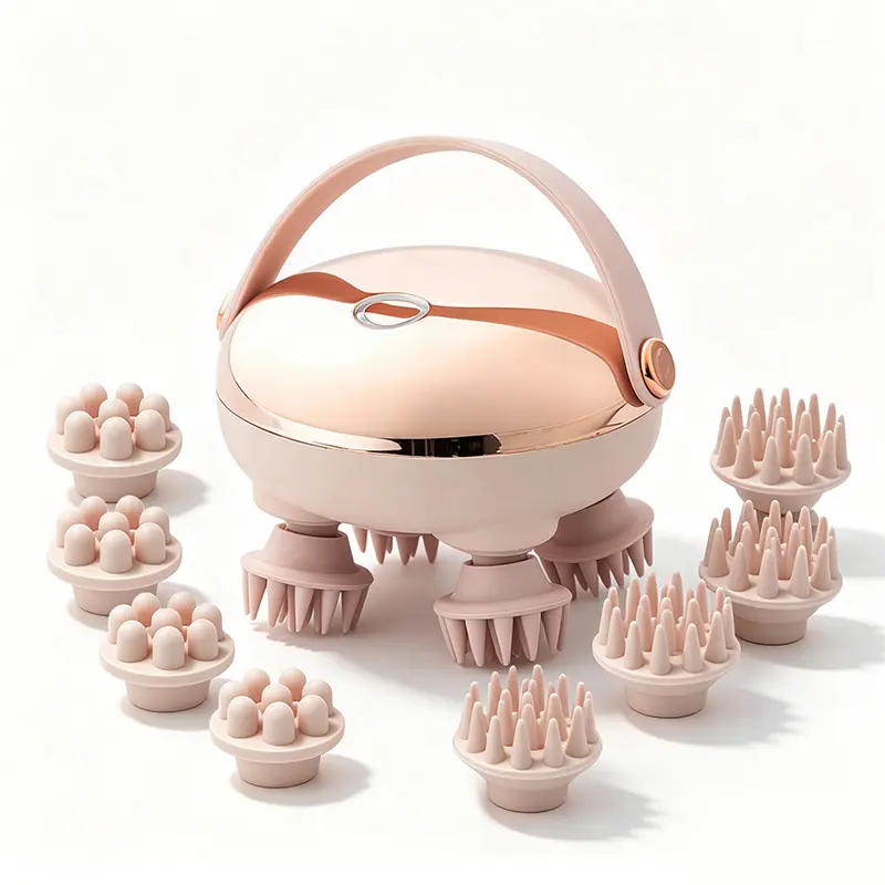 Portable rechargeable scalp massager with 8 detachable massage claws for home head SPA, eases tension and relieves stress. Dual-use design also works as a relaxing massage toy for pets, great for soothing both human scalps and furry friends.SummerWins
