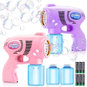 Bubble Guns with 2 Bottles Refill Solution, Bubble Machine Gun for Kids, Toddlers, Party Favors, Summer, Outdoors Activity, Wedding, Easter, Birthday Gift