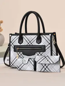 Fashion Three-Piece Retro Crossbody Handbag Set, Large Capacity Multi-Layer Bag, Versatile Shoulder & Crossbody Bag for Travel, Shopping & Gift