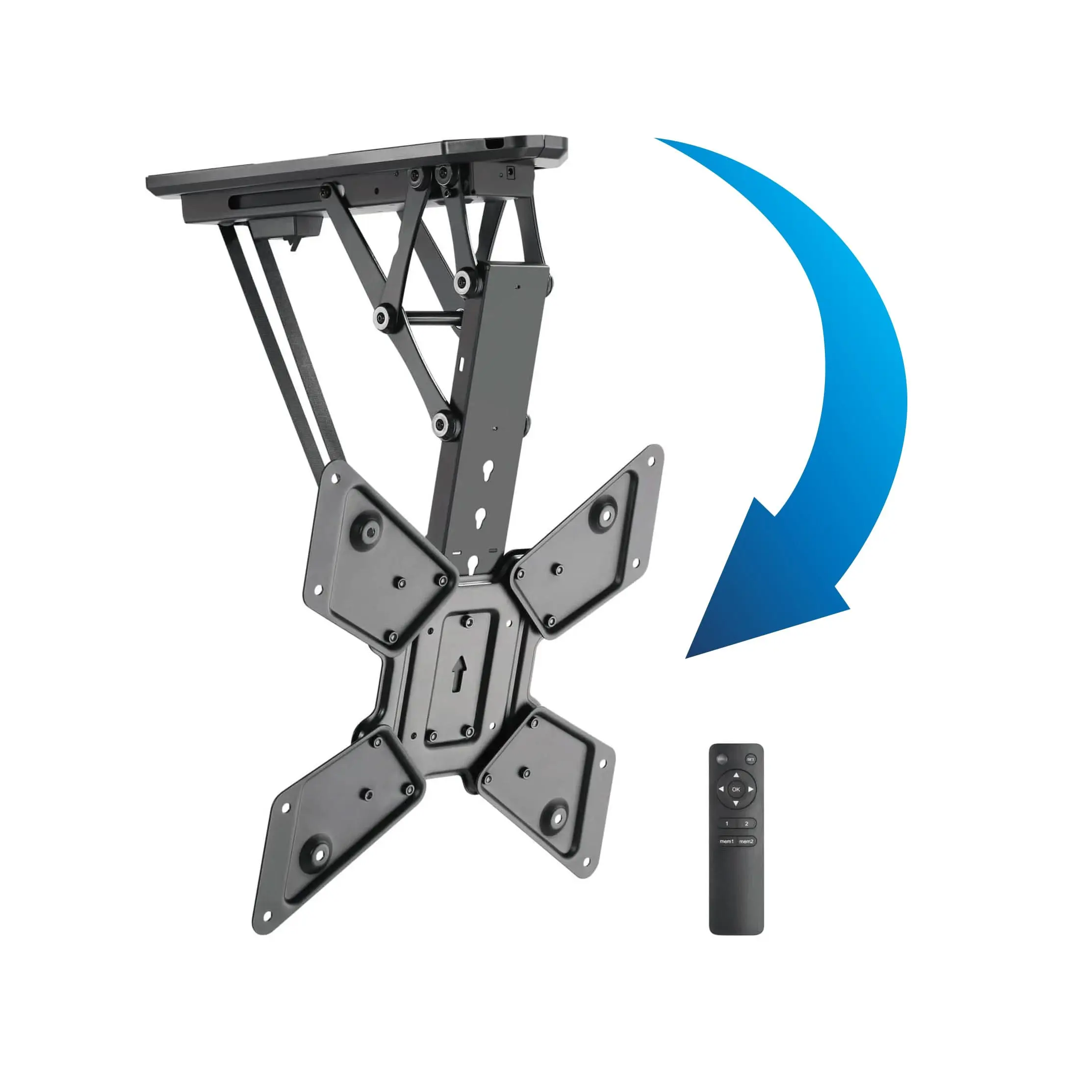 Mount-It! Steel Tilt TV Ceiling & Wall Mount, Wall Bracket for 32"-55" Screens - Remote Control, Flat/Pitched Ceilings, 66 lb Capacity, Height Adjustment with 4 Settings, Assembly Required - Black
