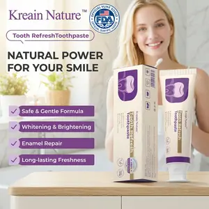 Kreain Nature Tooth Refresh Toothpaste 100g - Natural Anti-Bacterial Formula for Fresh Breath, Gentle Cleaning - Teeth Whitening, Enamel Repair, Gum Health Support - Sensitive Daily Oral Care