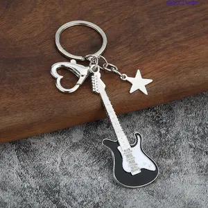 Guitar Star Heart Keychain for Men – Trendy Fashion Keyring Charm, Exquisite All Match Bag & Car Pendant, Stylish Everyday Accessory for Keys, Backpack & Birthday Gift