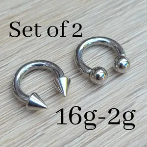 Horseshoe Spike Cone Ball Barbell 316L Surgical Steel Internally Threaded 2g 4g 6g 8g 10g 12g 14g 16g septum stretching piercing big gauge