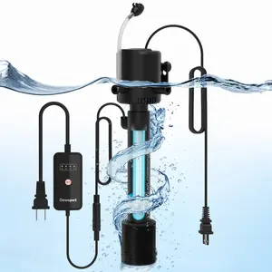 Aquarium U-V Filter for Green Water, Fish Tank Green Clean Machine with Aeration & Dual Water Outlet, Submersible Water Pump & U-V Light with Timer