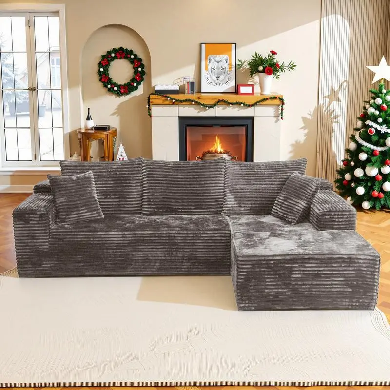 Khaki Corduroy Right Chaise		