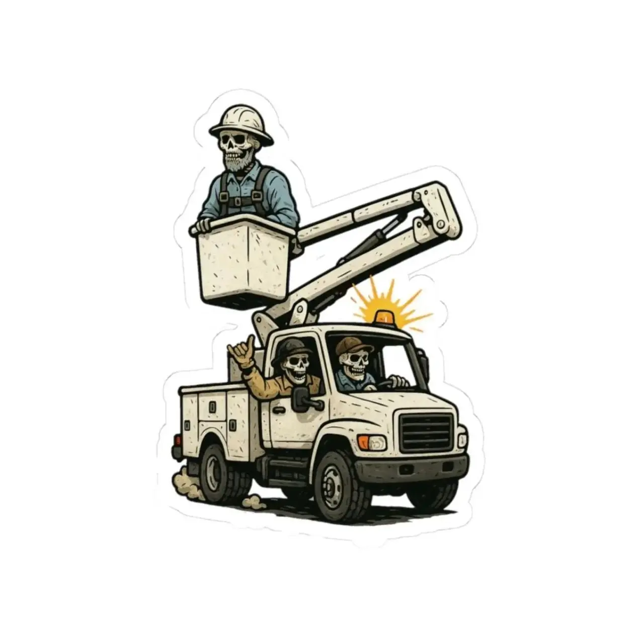 Skeleton Crew Sticker, Lineman, Great for hardhat, toolbox, cooler, Hard Hat Sticker - Cars, Trucks, Laptops, Coolers, Toolboxes, Windows & More Waterproof Vinyl Sticker