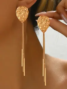 Women's Geometric Water Drop Earrings, Fashion Art Style, Multi-Layer Long Metal Fringe, Fashion Jewelry Party, Fashion Jewelry Accessories, Perfect for Daily Wear or Evening Events, Statement Earrings, Versatile Earrings