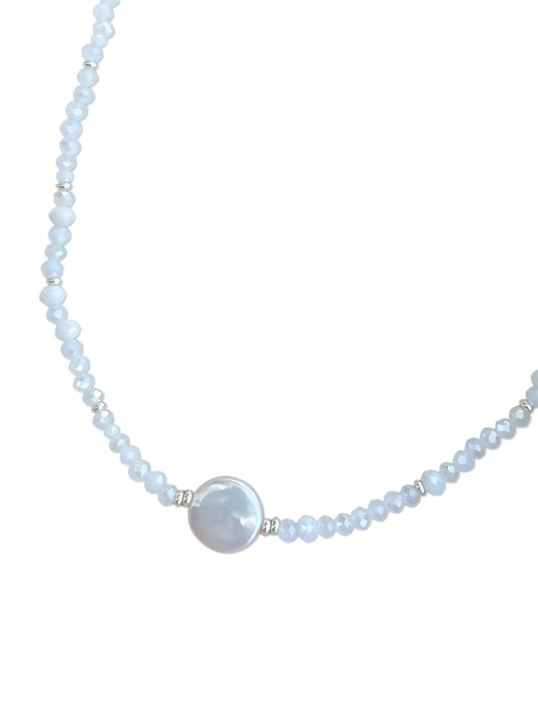 White Crystal Pearl Necklace