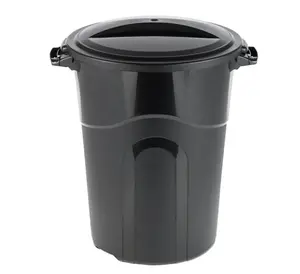 32 Gallon Heavy Duty Plastic Garbage Can, Included Lid, Indoor/Outdoor, Black