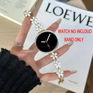 Fashion metal strap compatible with Samsung 8th generation Galaxy Watch 8 40mm/44mm/8 Classic 46mm petal strap, women's exclusive luxury metal strap colorful petal strap Smartwatch strap Smart Watch Straps Wearable Accessory