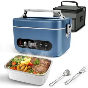 Cordless Electric Lunch Box,24000mAh   Self Heating Lunch Box,1.2L Portable  Warmer With Removable Divider,Insulated Bag & Utensils,For Office & Outdoor Use