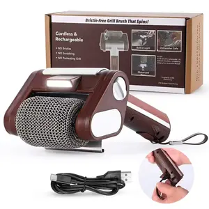 Stainless Steel Roller Grill Cleaner| with LED Light, Removes Burnt Food, Bristle-Free BBQ Brush for Grill