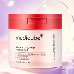 [medicube] Red Succinic Acid Panthenol Toner Pads - 70ea Pack, Niacinamide, Salicylic Acid, AHA, Natural Acne-Clearing Skincare for Teens, Blemish & Pore Spot Care Toners