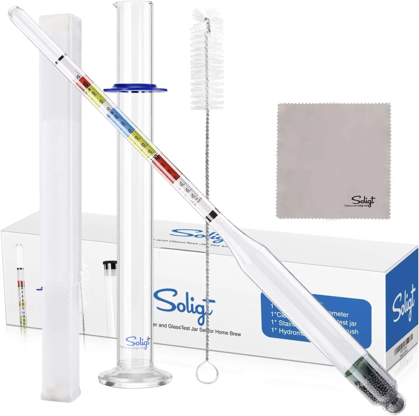 SOLIGT Triple Scale Hydrometer and Glass Test Jar , Beer, Mead & Cider - ABV Measuring Alcohol #DealsForYouDays