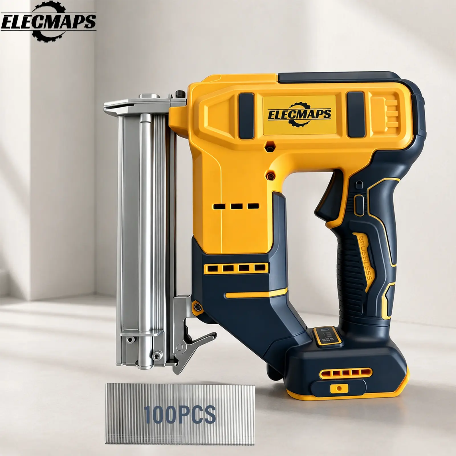 ELECMAPS 2-in-1 Cordless Nail Gun and Stapler - 20V Battery-Powered Cordless Power Tool, Brushless Motor, Safety Lock, Nail/Staple Compatible, 20V Battery Ready, Tool Only